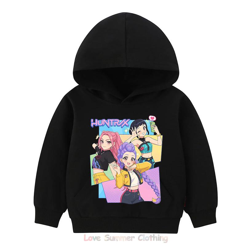 Худи K-pop «Охотники на демонов» для девочек 4-14 лет, принт HD, 100% полиэстер, пуловер, повседневная толстовка для девочек, осень, много цветов, оптовая скидка