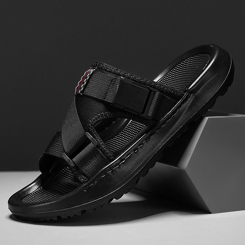 2025 лето сандалии с открытым носком модный тренд повседневная мужская обувь платформа легкие шлепанцы на одном ремешке быстросохнущая обувь