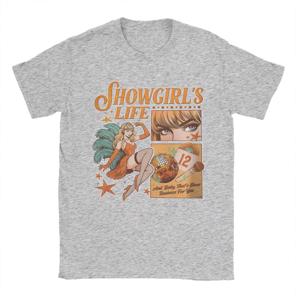 Винтажные Альбомные Футболки The Life of A Showgirl для Мужчин Женщин Круглый Вырез Хлопковые Футболки Футболка Печать Одежда