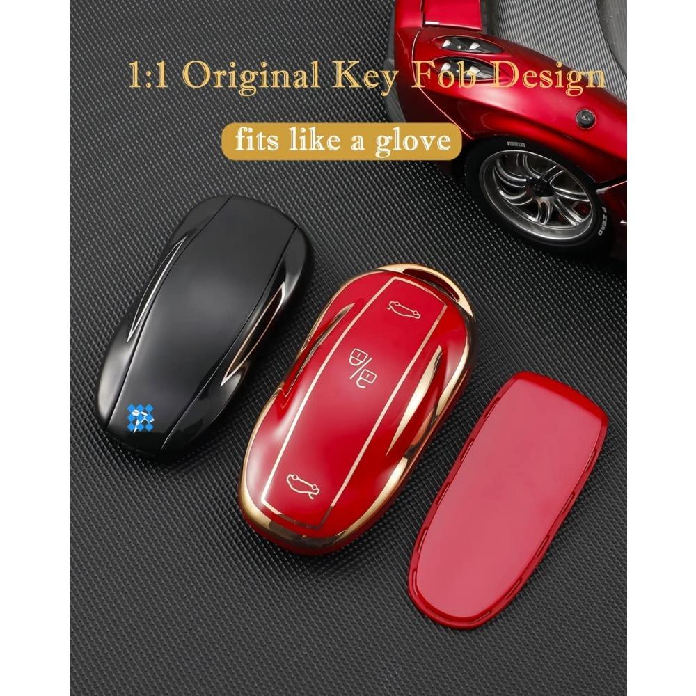 Чехол для ключа Tesla Model X с брелоком, чехол для полного защитного брелока из мягкого ТПУ премиум-класса, держатель для смарт-ключа