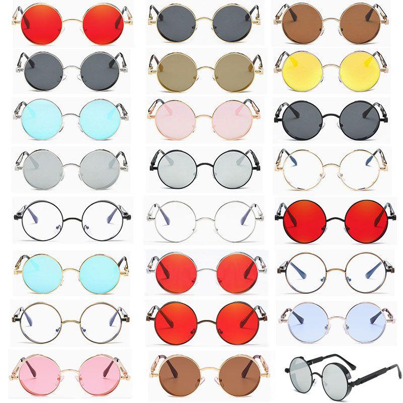 Винтажные круглые солнцезащитные очки в стиле стимпанк с зеркальными линзами и металлической оправой