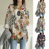 Bohemian Summer Floral Printed Tops Women Vintage Blouse Cotton Casual OL Work Shirt Oversized Plus Size
