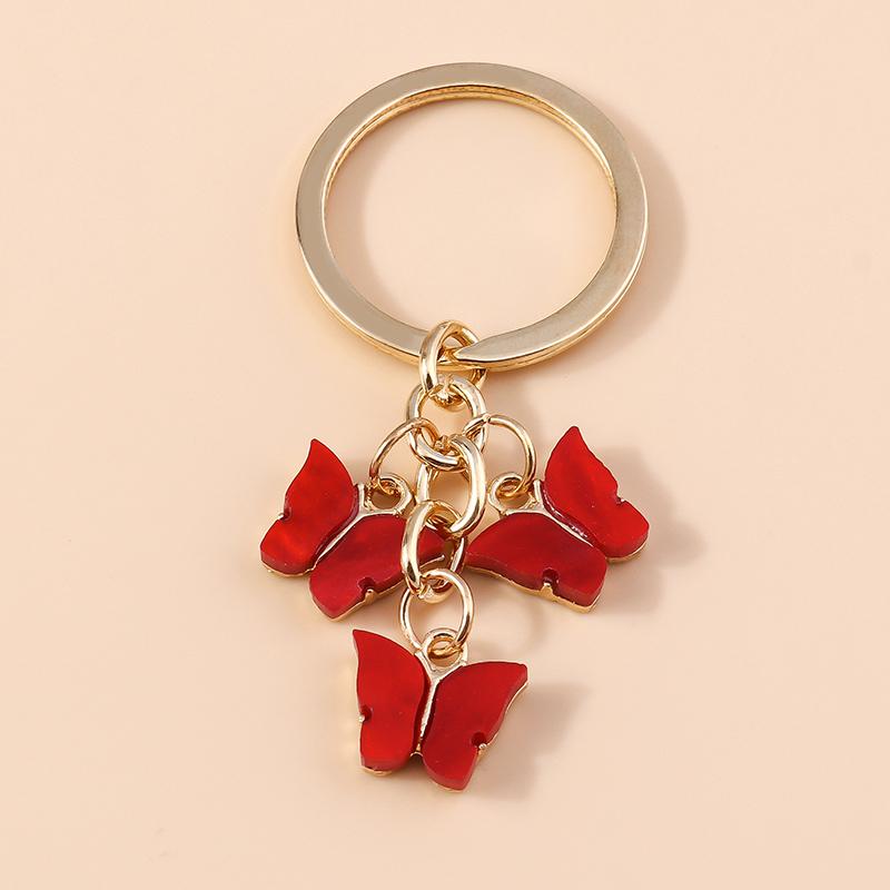 Cute Colorful Butterfly Keychains Enamel Animal Keyrings Souvenir Gift for Women Men Handbag Pendants Key Chains DIY Accessories