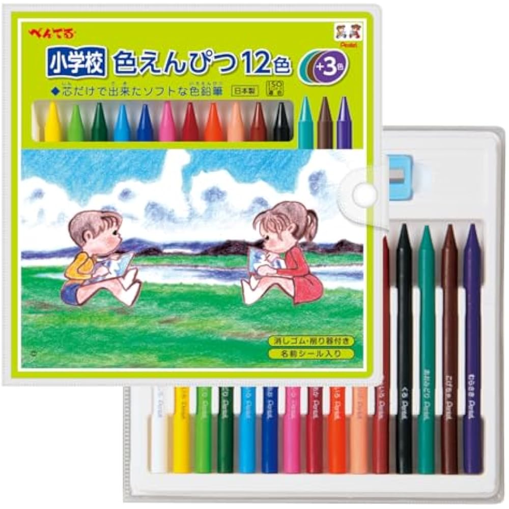 Pentel Цветные карандаши для начальной школы 12 цветов + 3 цвета GCG1-12P3