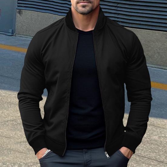 Мужская куртка Slim Fit с длинным рукавом на молнии, однотонная, весна-осень, повседневная бейсбольная форма, куртка для занятий спортом, повседневная одежда