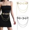 Adjustable Length Waist Chain Multilayer Metal Waist Chain Bling Body Chain for Casual or Beachwear