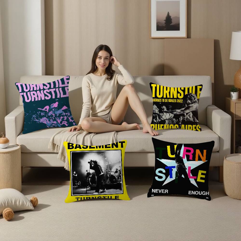 Vintage Music T-Turnstiles Band Cushion Cover Pillow Cover Decor Pillowcase Printed Cushion Case For Couch
