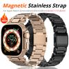 Магнитный ремешок из нержавеющей стали для Apple Watch Ultra 3/2/1 49 мм 46 мм 45 мм 44 мм 42 мм, металлический браслет для iWatch Series 11 10 9 8 7 6 SE