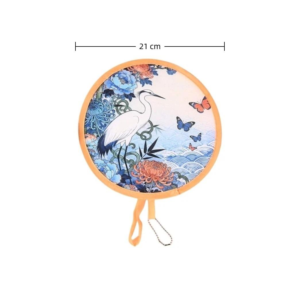 Polyester Portable Cooling Fan Summer Round Handheld Fan New Foldable Hand Fan Outdoor Activities