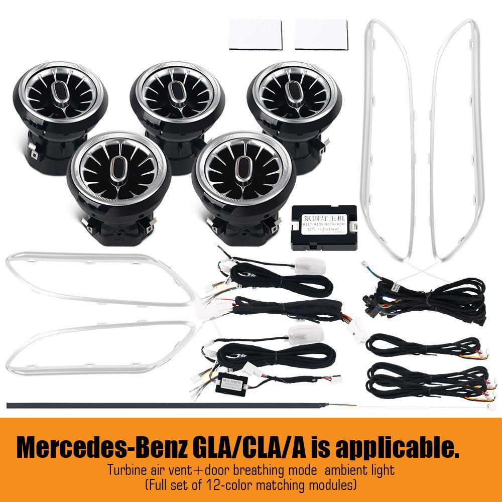Для Mercedes-Benz A/CLA W176/CLA W117/GLA W156 13-18 12/64 цвета Подсветка салона Светодиодная подсветка Декоративная лампа для воздуховодов турбин