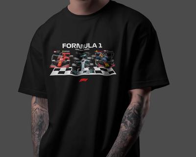 Футболка с фанатским артом Формулы 1 Графический дизайн F1 Racing Унисекс Футболка Подарок для фаната автоспорта Унисекс Футболка