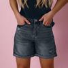 Женские джинсовые шорты с высокой талией и рваными манжетами, летние потертые эластичные шорты