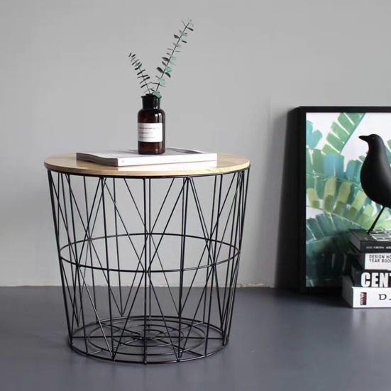 Круглый журнальный столик со съемной деревянной крышкой. Прочный многофункциональный домашний офис для гостиной.