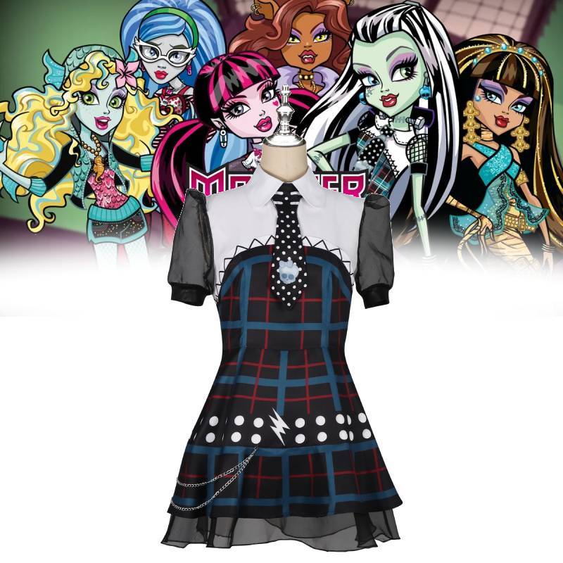 Косплей-платье Фрэнки Штейн из Monster High из мягкого нейлонового материала для аниме-ролевых игр