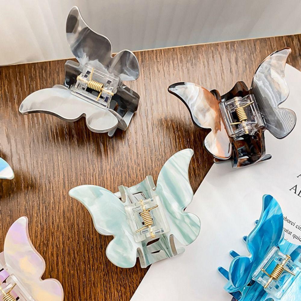 Красочные ретро заколки для волос в виде краба, акриловые милые заколки в виде акулы, элегантные заколки-бабочки, ежедневные