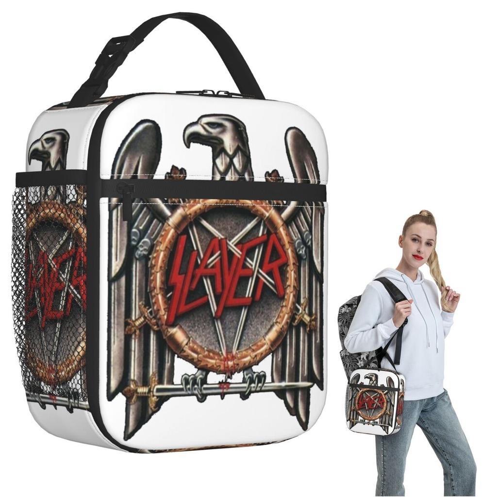 Slayer Heavy Metal Rock Band Insulated Lunch Bag for Women Kids Leakproof Food Boxes Thermal Lunch Box Tote