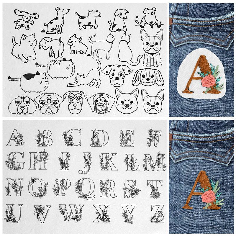 A Variety of Patterns Embroidery Cloth Stickers Hand Embroidery DIY Material Bag Hand Live Water Soluble Embroidery