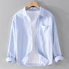 Summer Men's Linen Long-Sleeve Shirt Breathable Lightweight Versatile and Casual  Long Sleeved Top