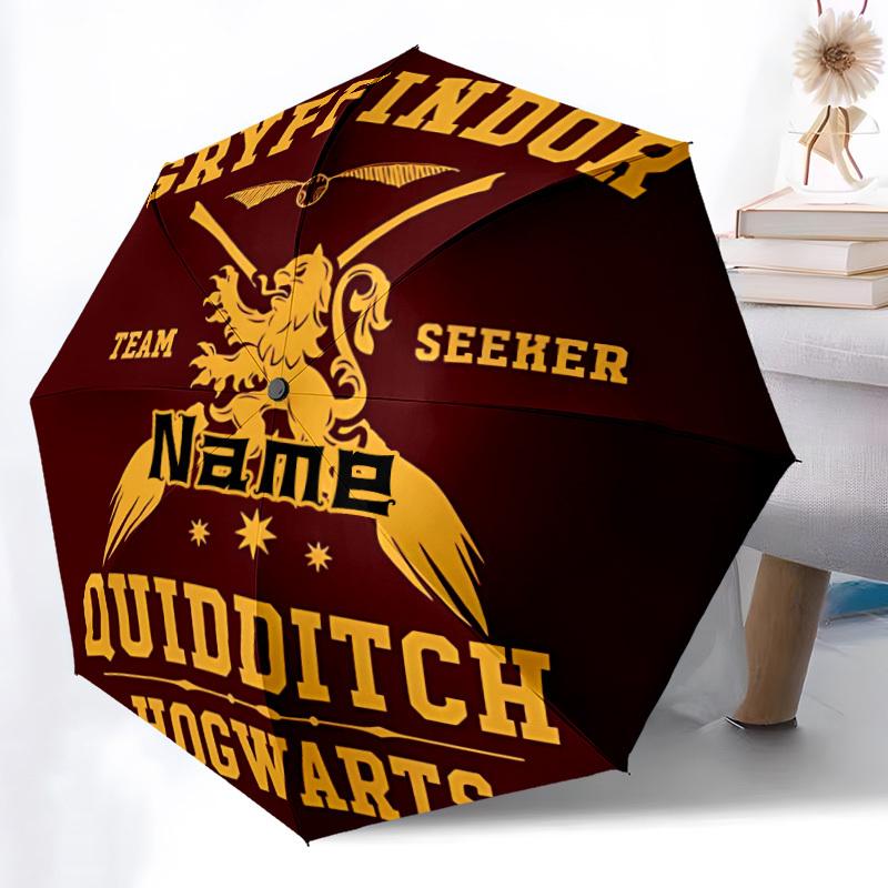 1pc Gryffindor Harry Potter Custom Name Automatic Folding Umbrella, Durable Plastic & Iron, Lightweight for Outdoor Daily Use S1230002