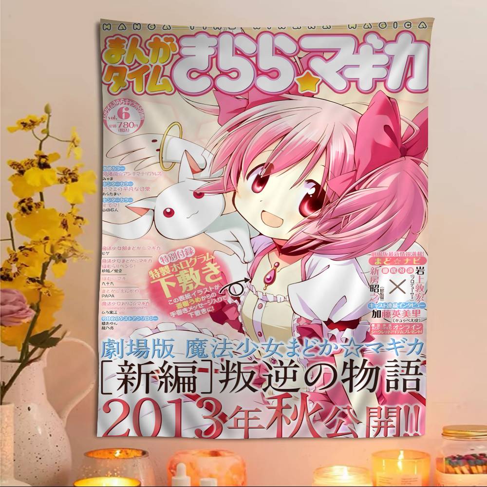 Puella Magi Madoka Magica Печатный Большой Настенный Гобелен Искусство Научная Фантастика Комната Домашний Декор Декор Покрывало