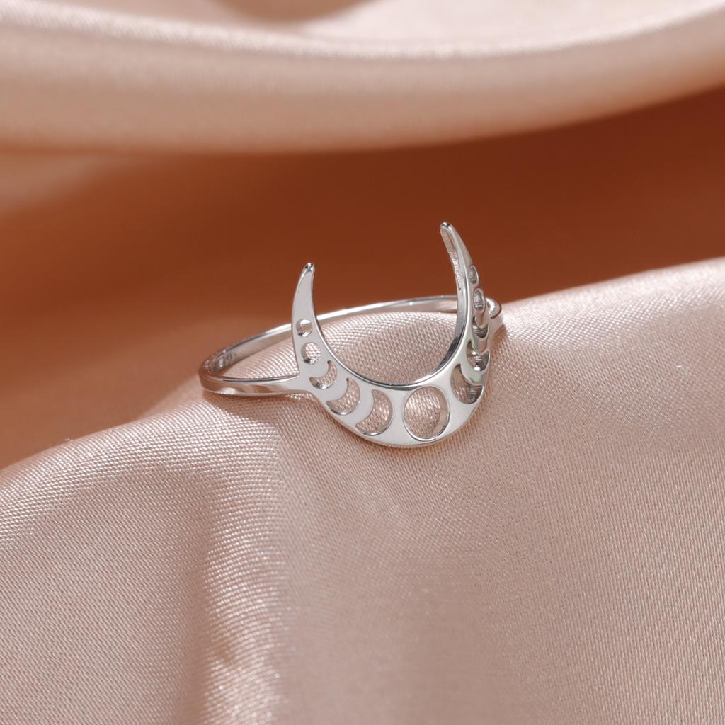 Skyrim Stainless Steel Women's Ring Simple Heart Butterfly Moon Phase Geometric Finger Rings Wedding Gift for Lover Wholesale