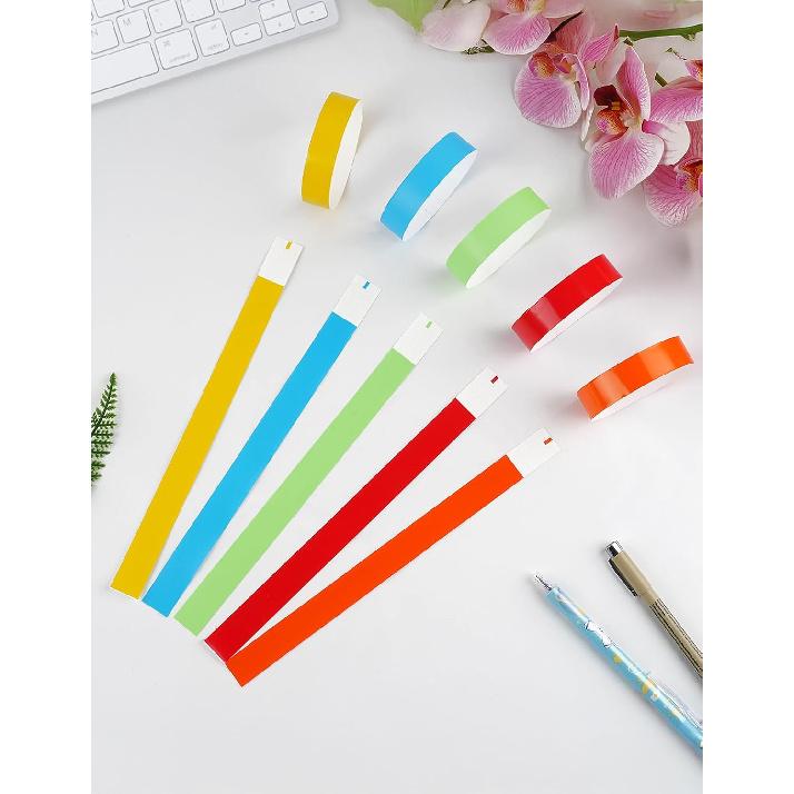 500 Pcs Wrist Bands, Paper Wristbands for Events, Adhesive Colored Wristbands, Disposable Wrist Bands, VIP Bracelets for Party (Red Yellow Orange