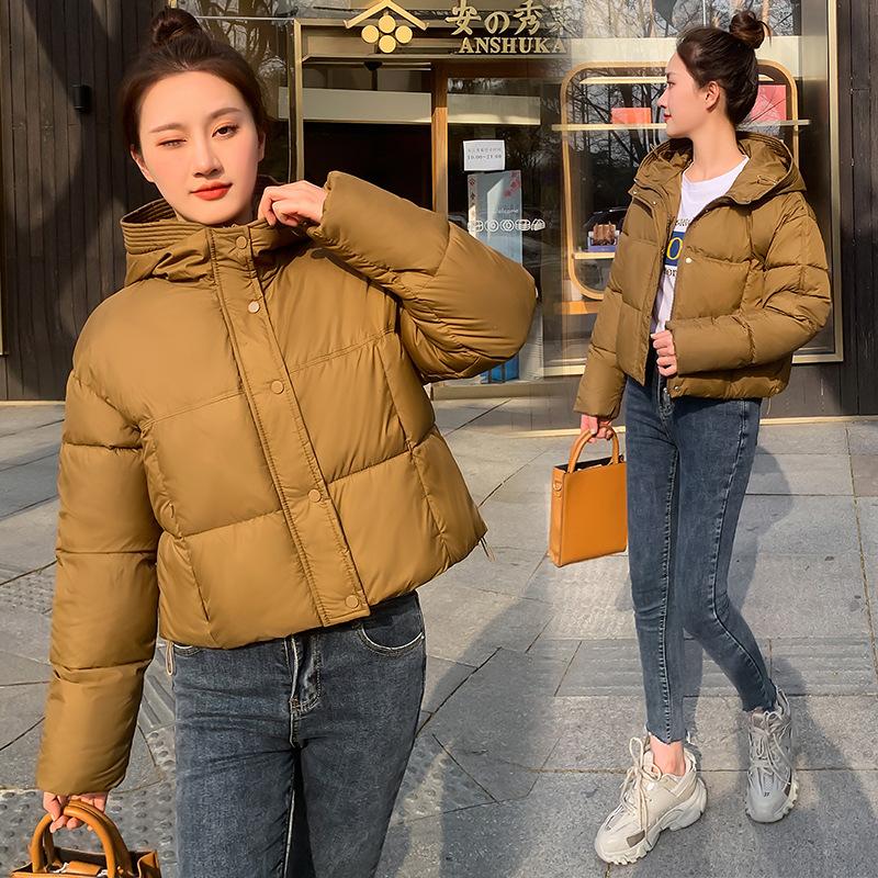 Candy Color Short Down Cotton Clothes Women's New Winter Thickened Loose Casual Hooded Bread Clothes Jacket