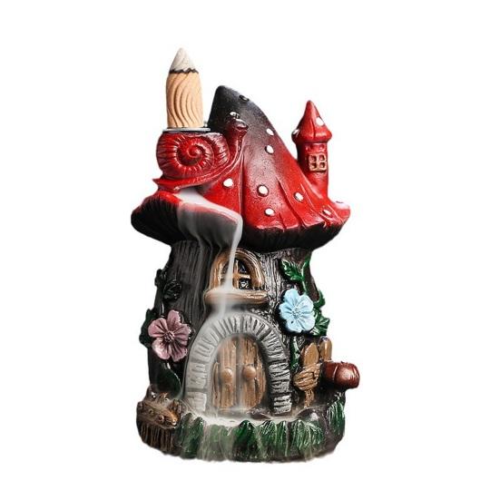 Mushroom House Backflow Incense Burner Resin Handicraft Nature Theme Waterfall Incense Burner Aromatherapy Ornament Home Decor Adult Sex Wear