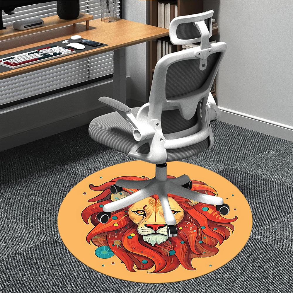1pc Lion King Office Round Area Rug,  Mat Suitable For Office, Under Office Chairs Bedroom Living Room Home Decor, Room Deco