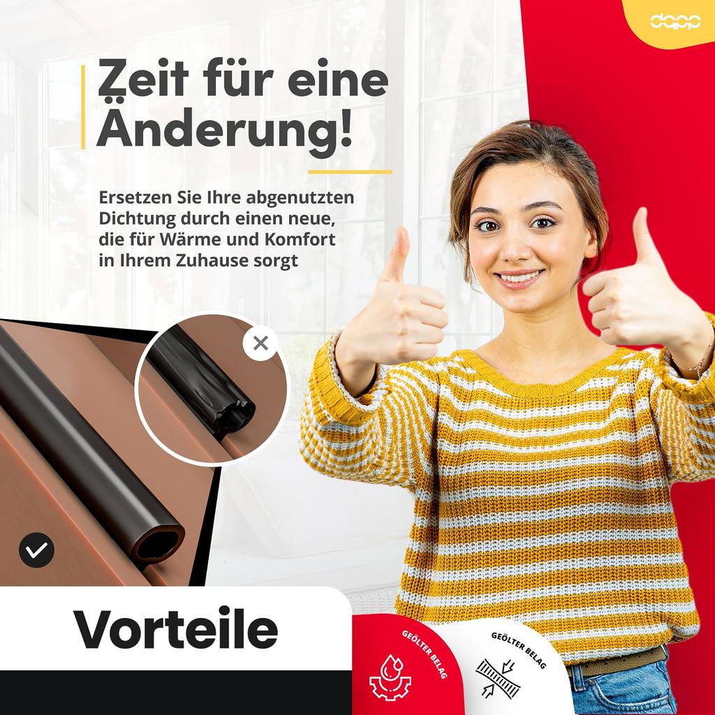 DQ-PP Fensterdichtung - Schwarz - 25m - -1386 - universell - Gummidichtug Dichtband - Kunststofffensterdichtungen - Profildichtung Türdichtung