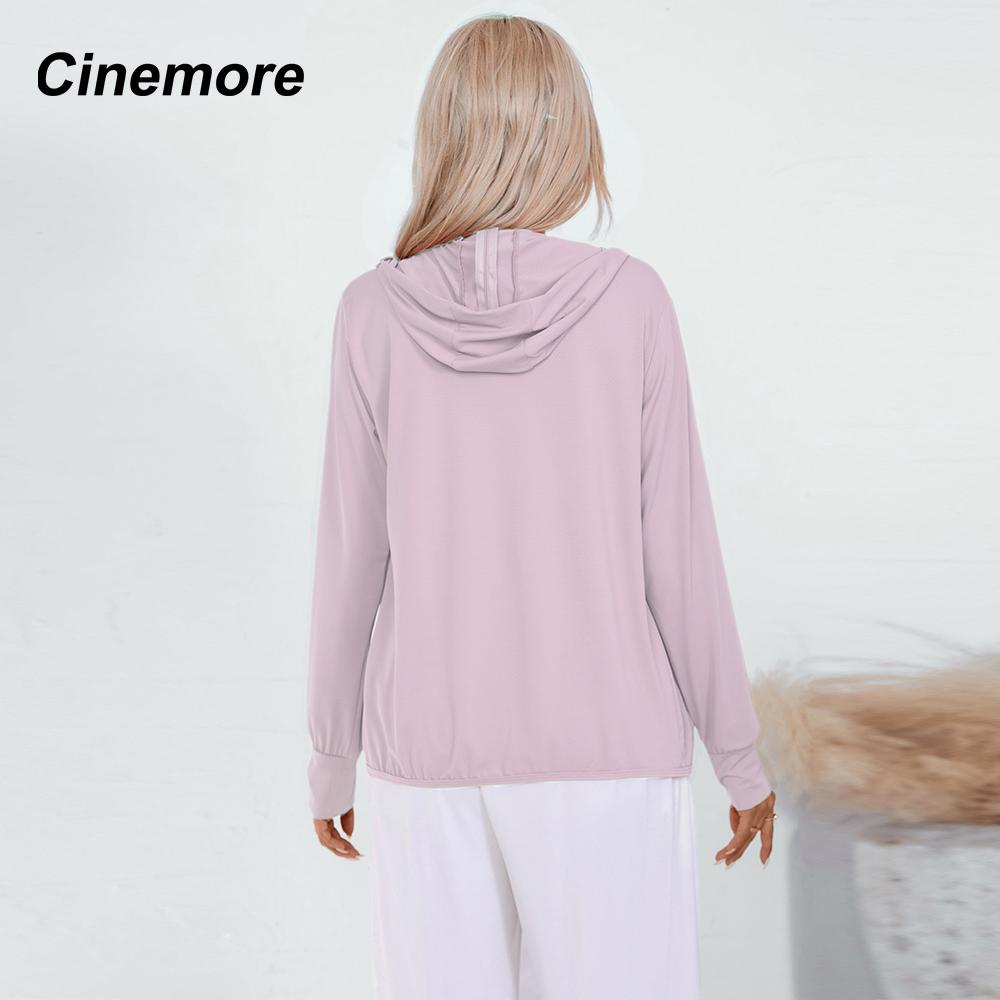 Cinemore Женская летняя модная тонкая солнцезащитная куртка с защитой от ультрафиолета, повседневная ветровка с капюшоном и длинными рукавами, ветрозащитное пальто, верхняя одежда