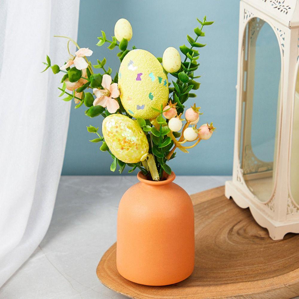Artificial Eggs Tree Branch Colorful Painting Foam Egg Creative Fake Plant Festival Party