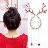 Рождественская заколка для волос в виде оленя, блестящие стразы, искусственный жемчуг, держатель для пучка для хвоста, женские и женские аксессуары для волос