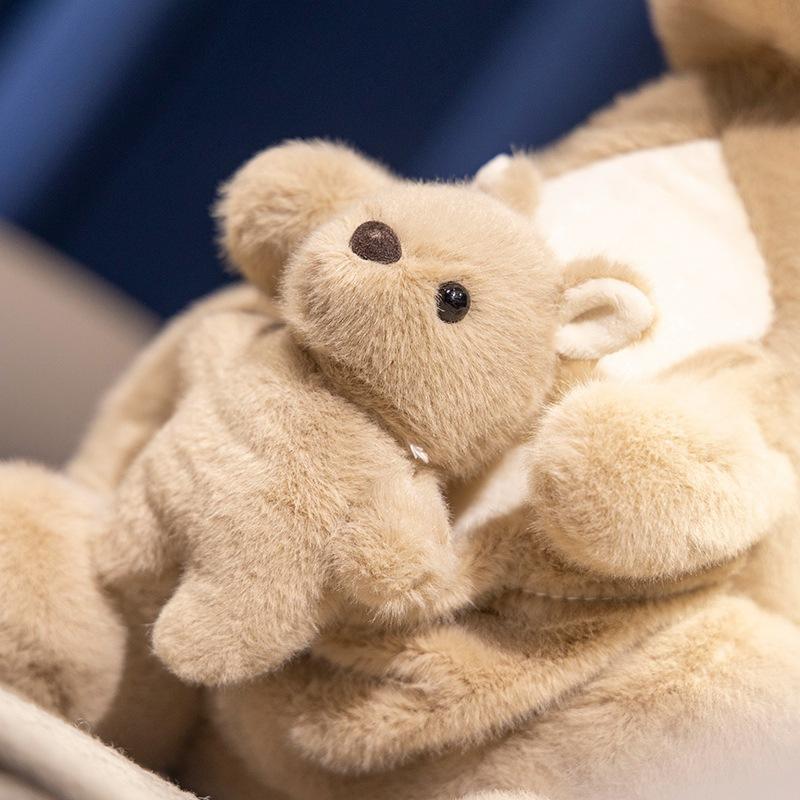 Simulated Australian Mother and Child Kangaroo Doll Plush Toy Parent-child Doll Zoo Gifts