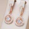 Round Hollow Full Zircon Sparking Dangle Earrings for Women Shiny Wedding Jewelry Personality Party Accessories