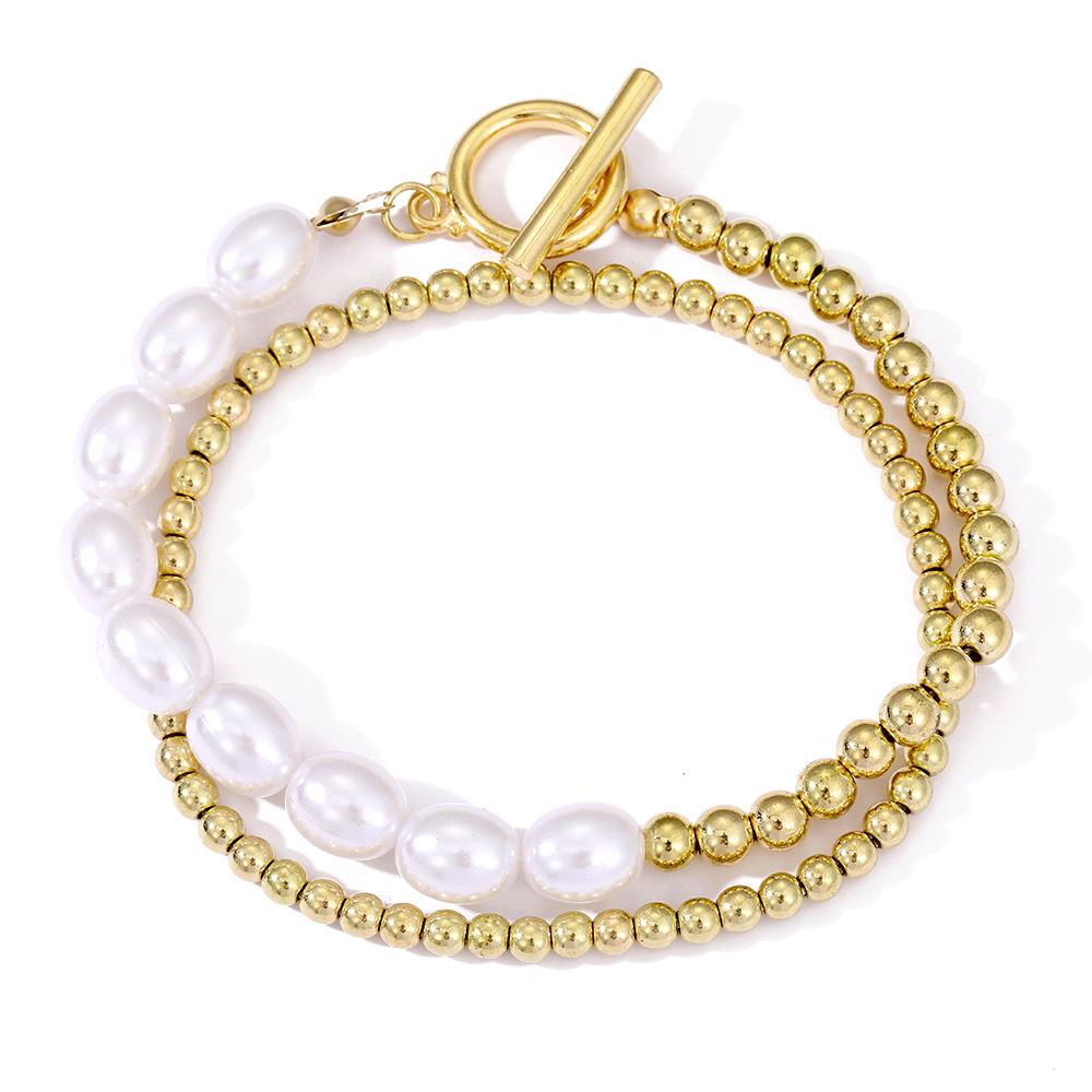 Simple Double Layer Ball Chain Stacked Bracelet Jewelry Versatile OT Buckle Bracelet