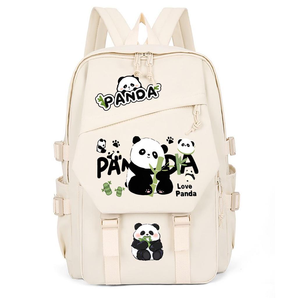 Panda Huahua Cartoon Printed Student Campus Backpack Casual Large Capacity School Bag
