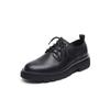 Korean Version of Big Head Leather Shoes Men's 2024 Summer New Teenagers Wear Breathable Tooling Shoes Casual Lace-up Small Black Shoes