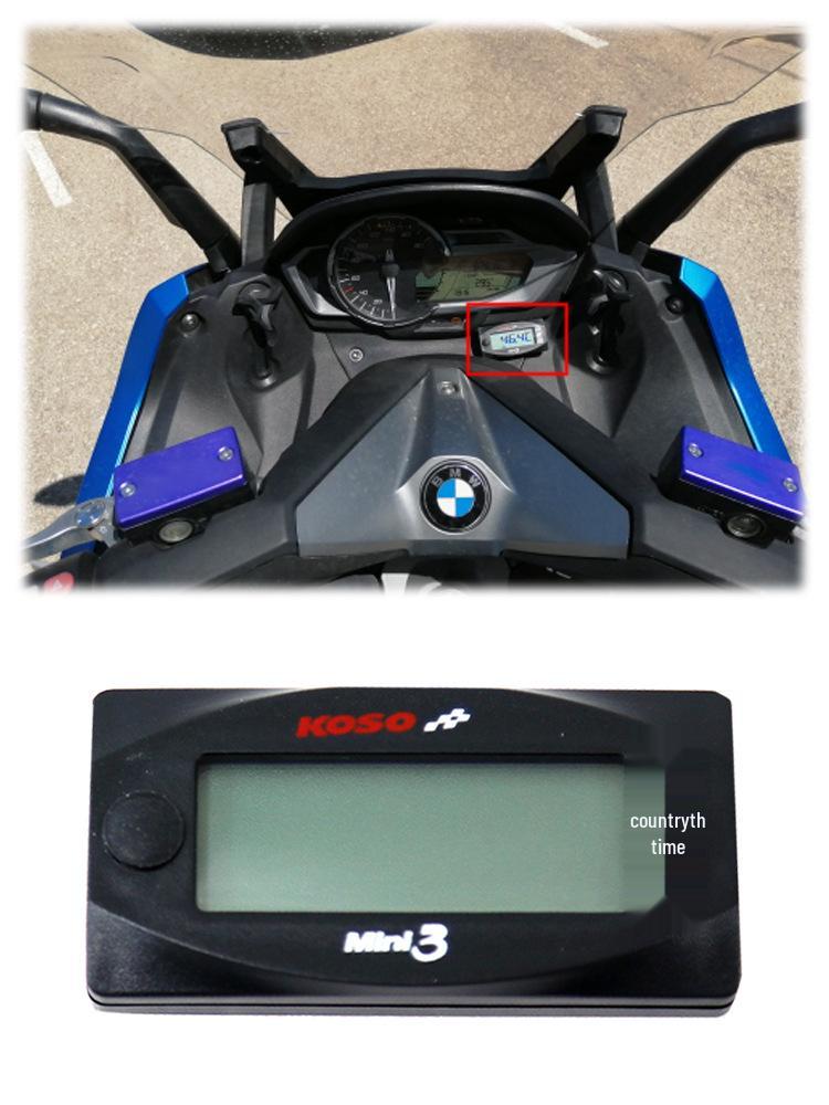 Koso Mini 3-in-1 Gauge: Water Temp, Voltmeter & Clock for Motorcycle Modifications