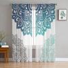 Mandala Bohemian Sheer Curtains for Bedroom Living Room Decoration Window Curtain for Kitchen Tulle Voile Organza Drapes