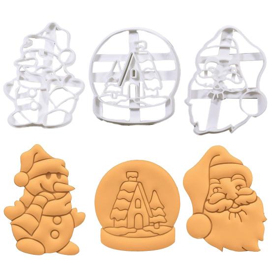 Cookie Mold Snowball Snowman Santa Claus Shaped Christmas Cutting Mold Festive DIY Biscuit Mold KTY