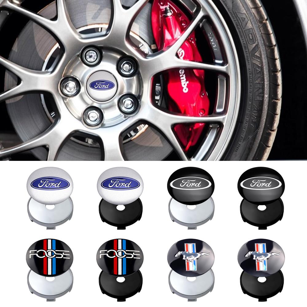 4Pcs For Ford Focus MK4 Explorer Mustang Fiesta MK7 Ranger Car Wheel Tire Center Hub Cap Badge Sticker Cover Auto Accessories