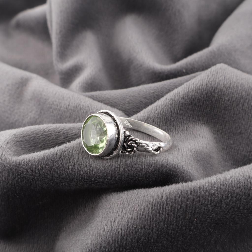 Green Amethyst Gemstone Ring, 925 Solid Sterling Silver Ring, Handmade Dainty Jewelry, Gift For Mother Day