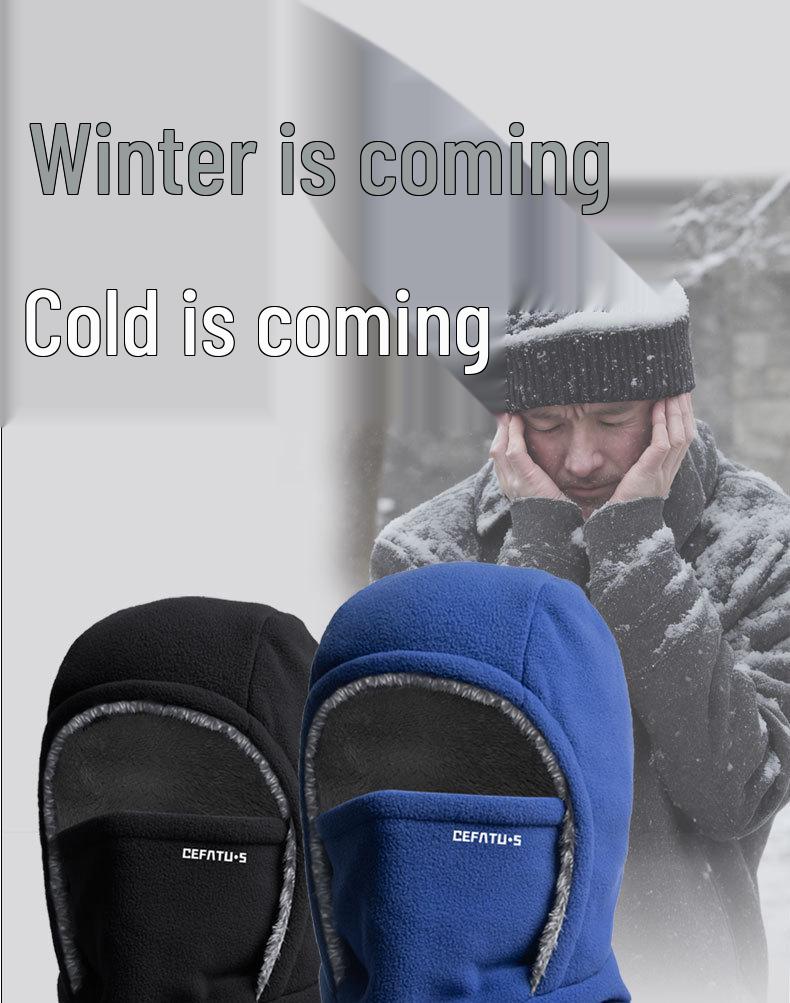 Unisex Fleece-Lined Windproof Pullover Hat: All-in-One Face & Neck Protection for Autumn/Winter Outdoor Activities and Cycling.
