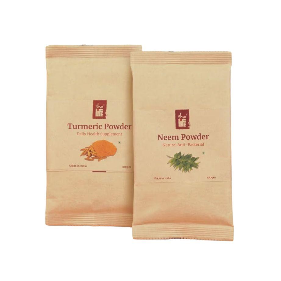 Набор молотых Нима и Куркумы (2 х 100 г), Neem & Turmeric Powder Set, Isha Life