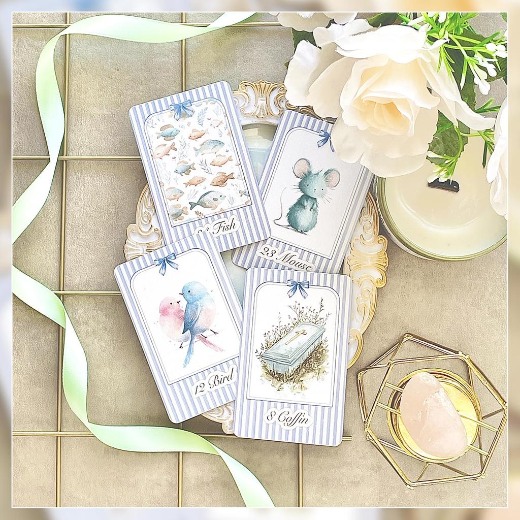 [Officially Imported, Limited Quantity] Tiny Whisper Lenormand | Lenormand Cards, 47-Piece Set [Includes Drawstring Pouch] with Japanese Keyword Cards