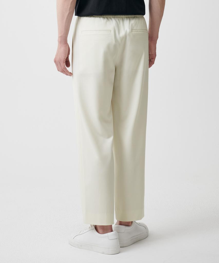 MUSINSA STANDARD Wide Easy Elastic Waist Crop Slacks [Cream]