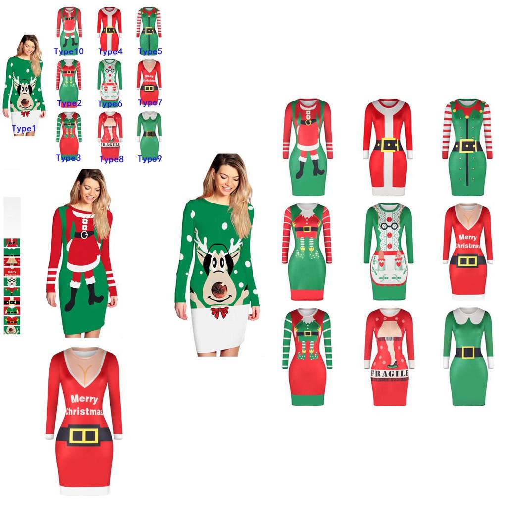 Stylish Knitted Christmas Elf Jumper Dress For Women With Classic Print Design