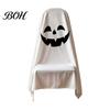 Decorative Seat Covers 1/4Pcs Halloween Ghost Chair Covers, Spooky Face Dining Slipcover, White for Home Kitchen Hotel Restaurant Pattern