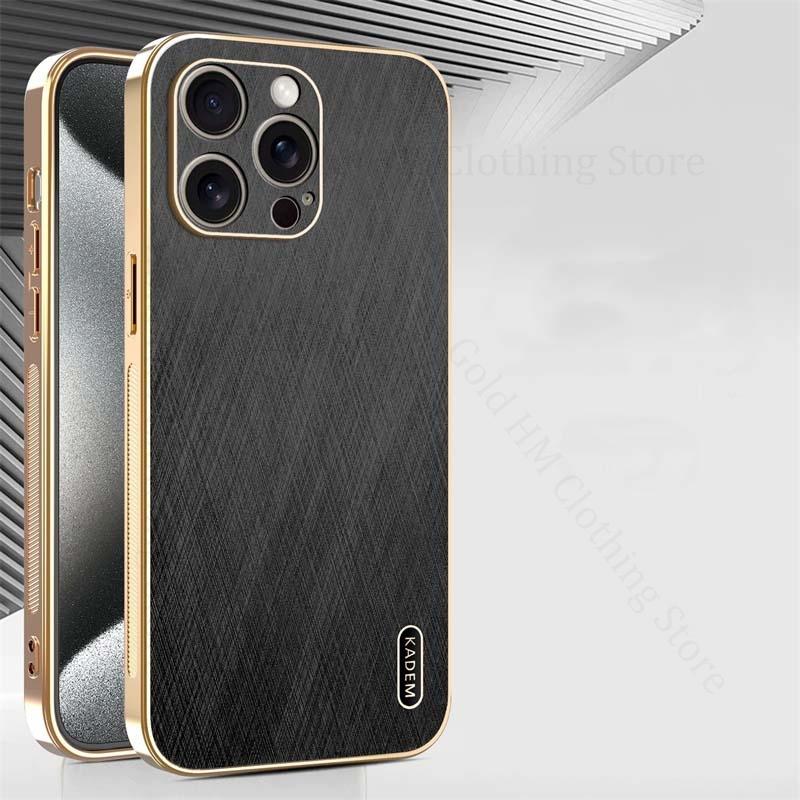 6D Покрытие Золото Текстура Шелковой Кожи Чехол для Телефона Для iPhone 16e SE 4 Прочный Гальванизированный Чехол Для Apple 16 15 Pro Max 13 14 Pro